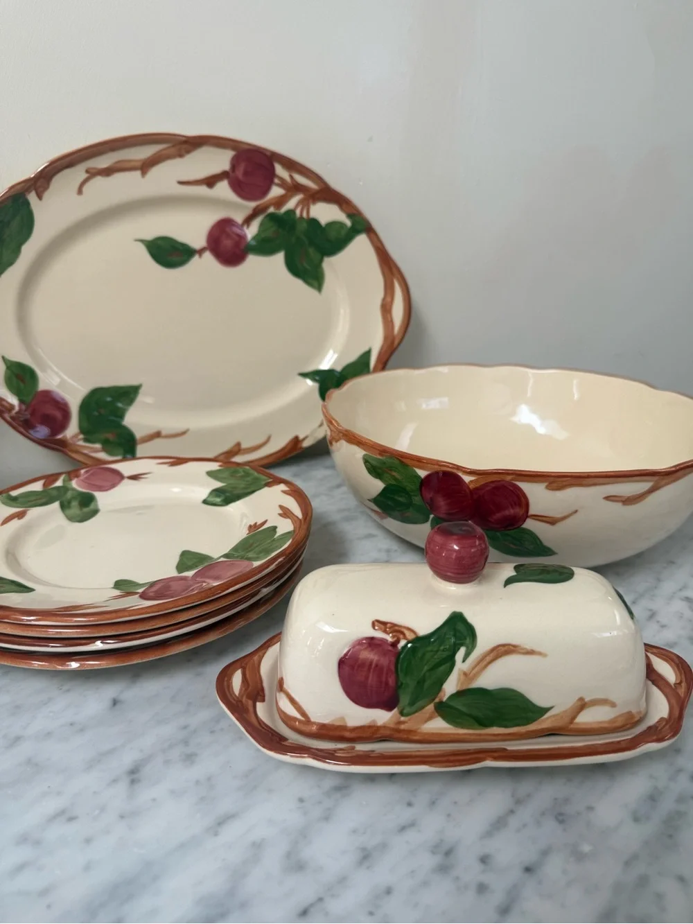 Vintage Franciscan china: hand-painted dinnerware, serving set, & coffee tea set